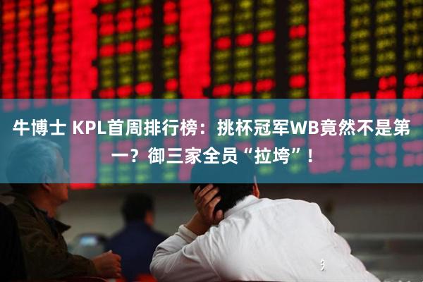牛博士 KPL首周排行榜：挑杯冠军WB竟然不是第一？御三家全员“拉垮”！